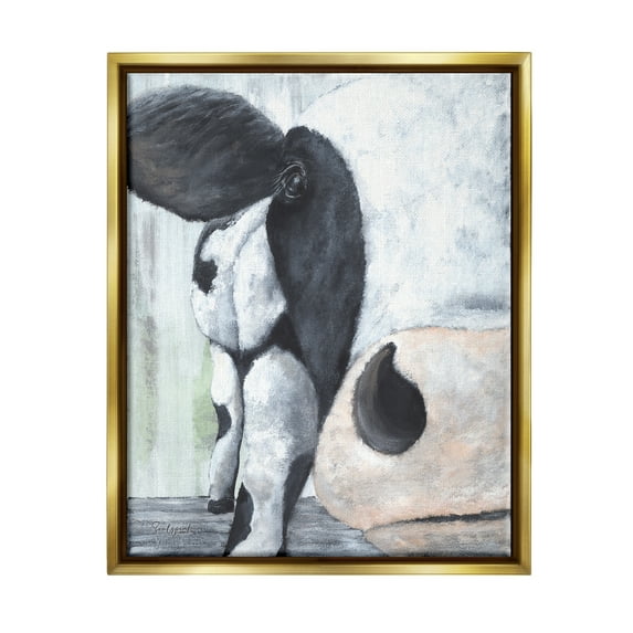 Stupell Cow Face Close Up Farmhouse Animals & Insects Painting Gold Floater Framed Art Print Wall Art