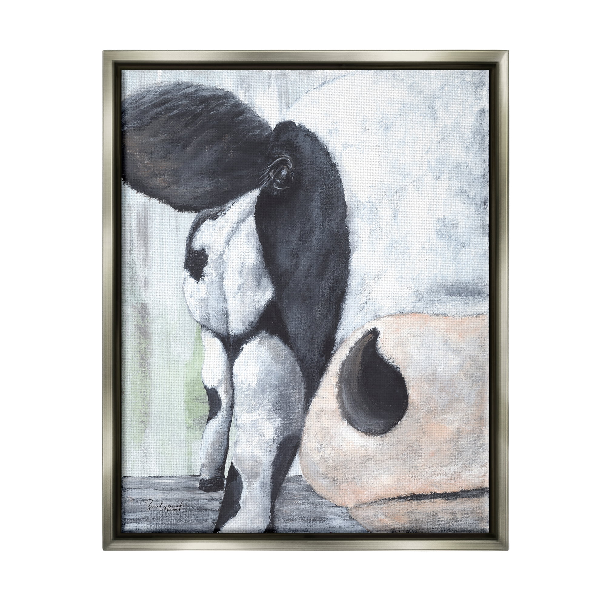 Stupell Cow Face Close Up Farmhouse Animals & Insects Painting Gray Floater Framed Art Print Wall Art