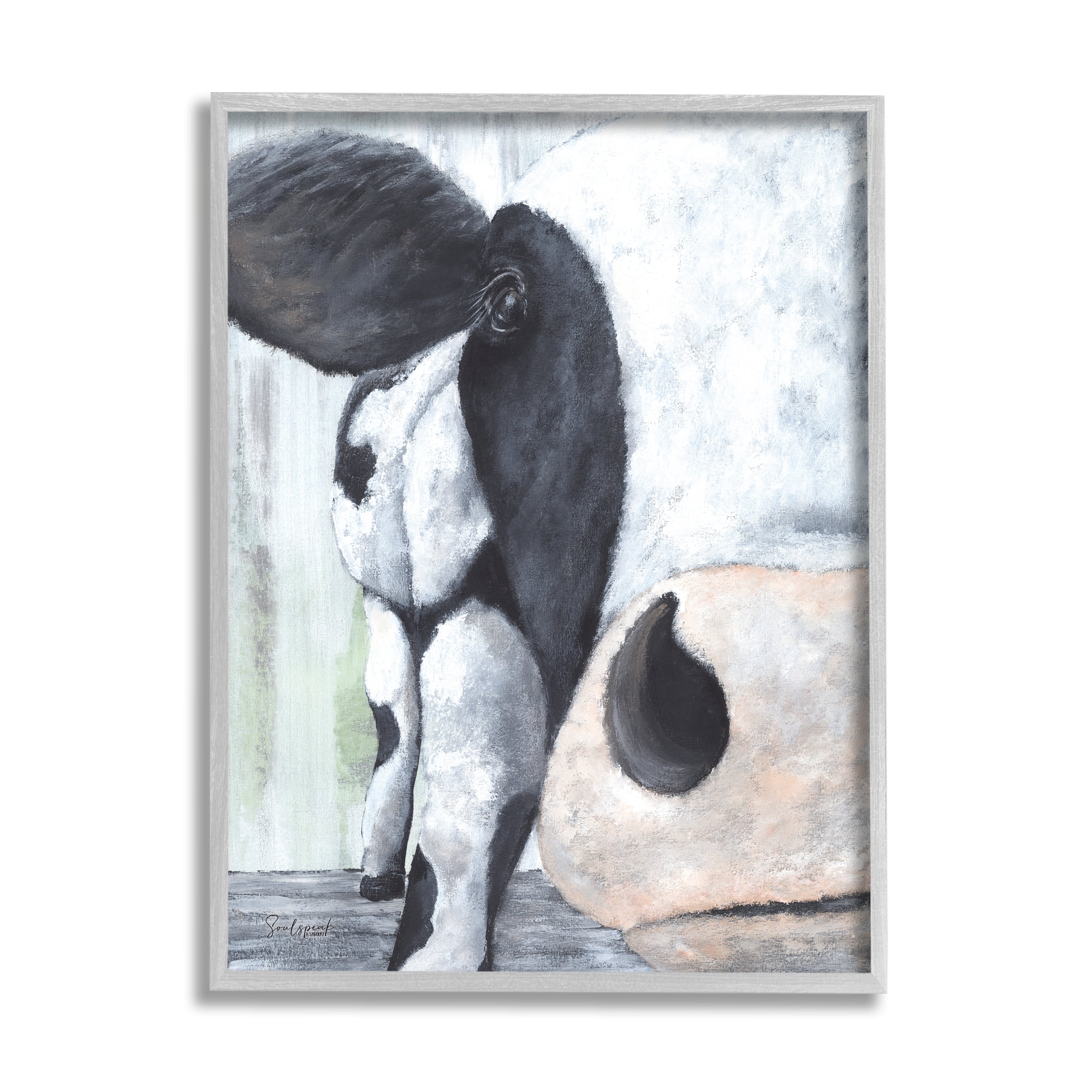 Stupell Cow Face Close Up Farmhouse Animals & Insects Painting Gray Framed Art Print Wall Art
