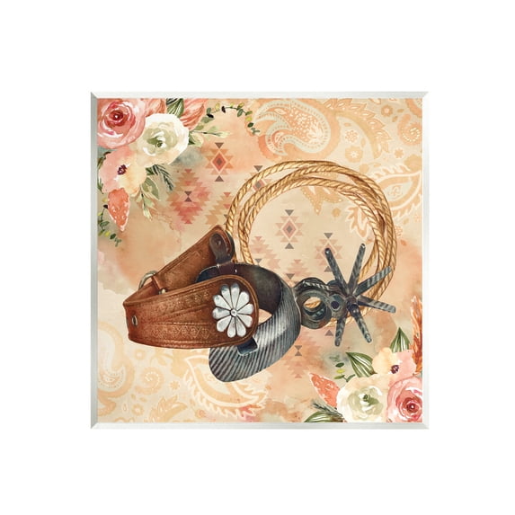 Stupell Cowboy Spurs Floral Roses Beauty & Fashion Painting Wall Plaque Unframed Art Print Wall Art