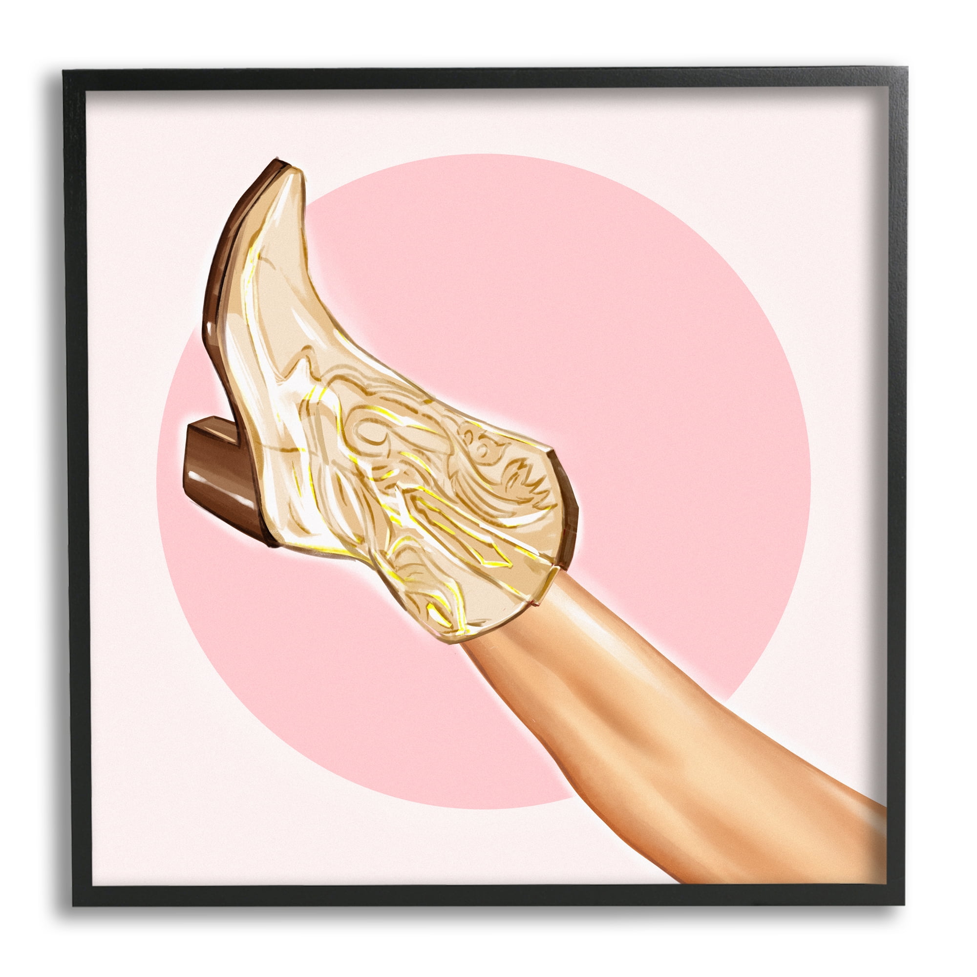 Stupell Cowgirl Boot Pink Country Fashion Beauty & Fashion Painting Black Framed Art Print Wall Art