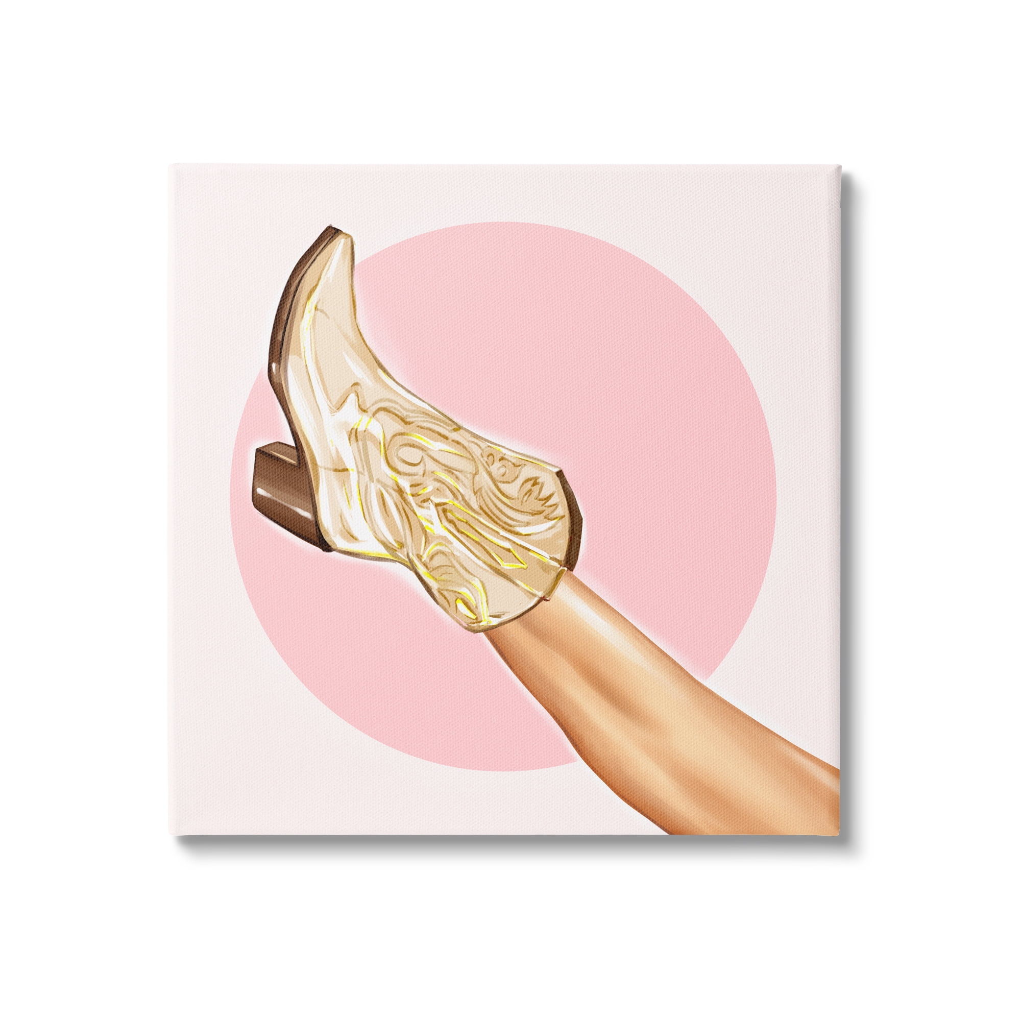 Stupell Cowgirl Boot Pink Country Fashion Beauty & Fashion Painting Gallery Wrapped Canvas Print Wall Art