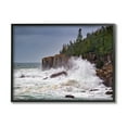 thumbnail image 1 of Stupell Crashing Ocean Waves Cliff Wall Landscape Photography Black Framed Art Print Wall Art, 1 of 7