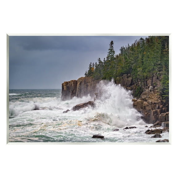 Stupell Crashing Ocean Waves Cliff Wall Landscape Photography Wall Plaque Unframed Art Print Wall Art