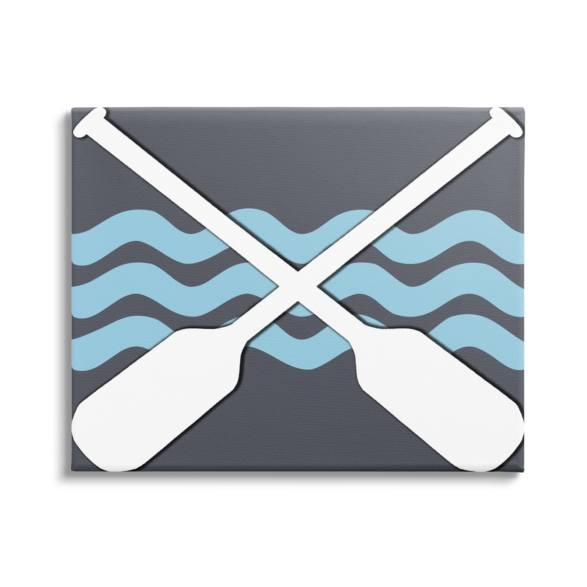 Stupell Crossed Boat Oars Sea Waves Landscape Painting Gallery Wrapped Canvas Print Wall Art