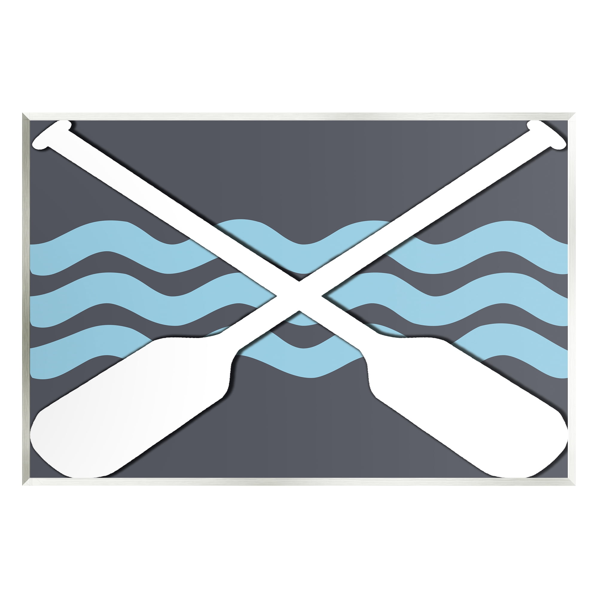 Stupell Crossed Boat Oars Sea Waves Landscape Painting Wall Plaque Unframed Art Print Wall Art