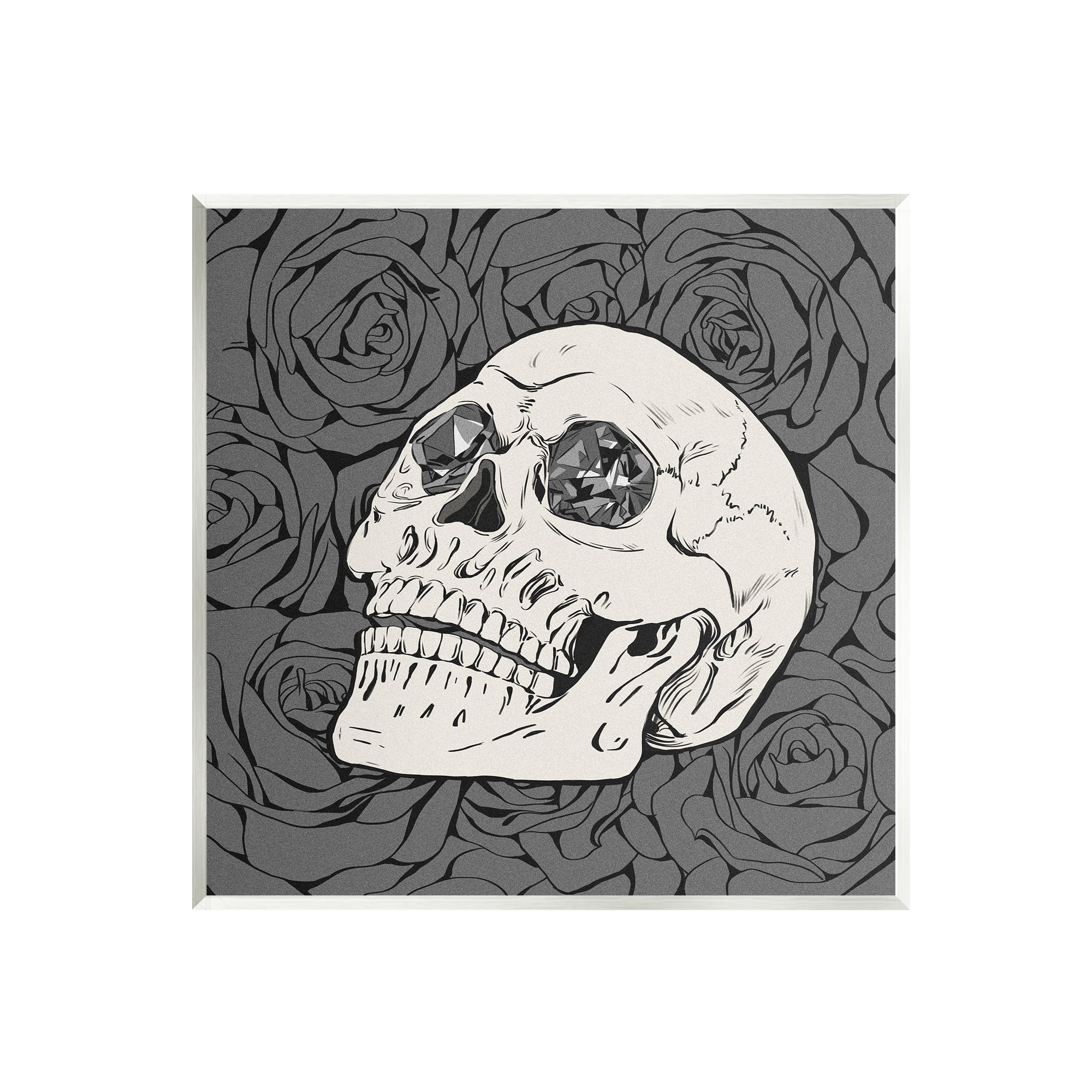 Stupell Crystal Eyes Skull Goth Roses Beauty & Fashion Painting Wall Plaque Unframed Art Print Wall Art