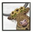 thumbnail image 1 of Stupell Cute Highland Cattle Sunflower Crown Animals & Insects Painting Black Framed Art Print Wall Art, 1 of 8