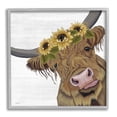thumbnail image 1 of Stupell Cute Highland Cattle Sunflower Crown Animals & Insects Painting Gray Framed Art Print Wall Art, 1 of 7