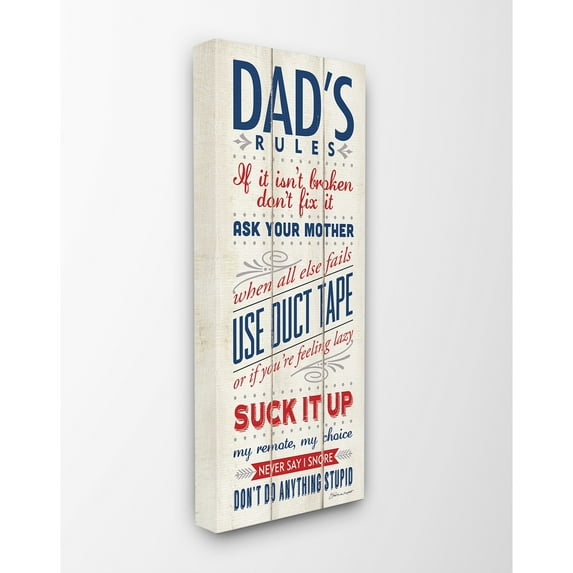 Stupell Dad's Rules Wall Art canvas wrapped - 13 x 30