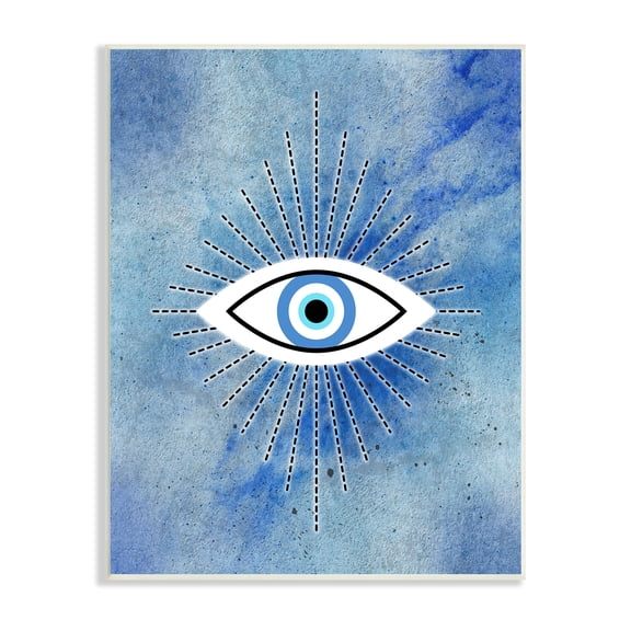 Stupell Deco Evil Sky Eye All Seeing Sacred Charm Wood Wall Art - Blue 10 x 15