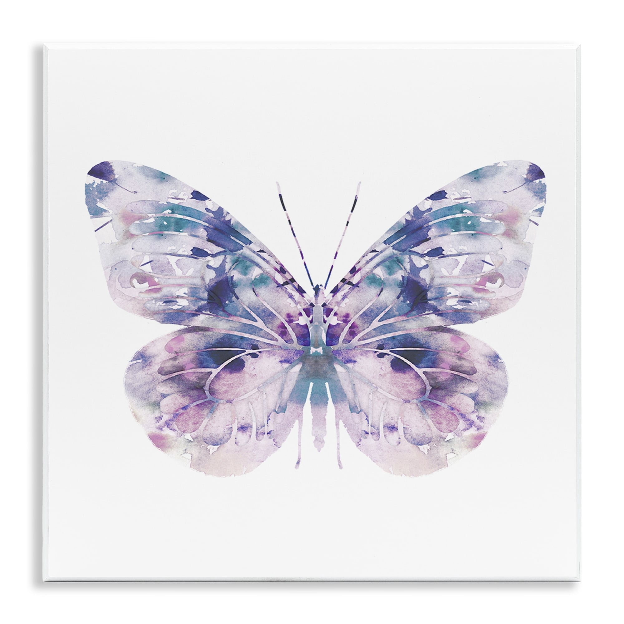 Stupell Industries Delicate Purple Butterfly Wings Pebbled Watercolor Effect Wood Wall Art, 12 x 12, Design by Leah Straatsma