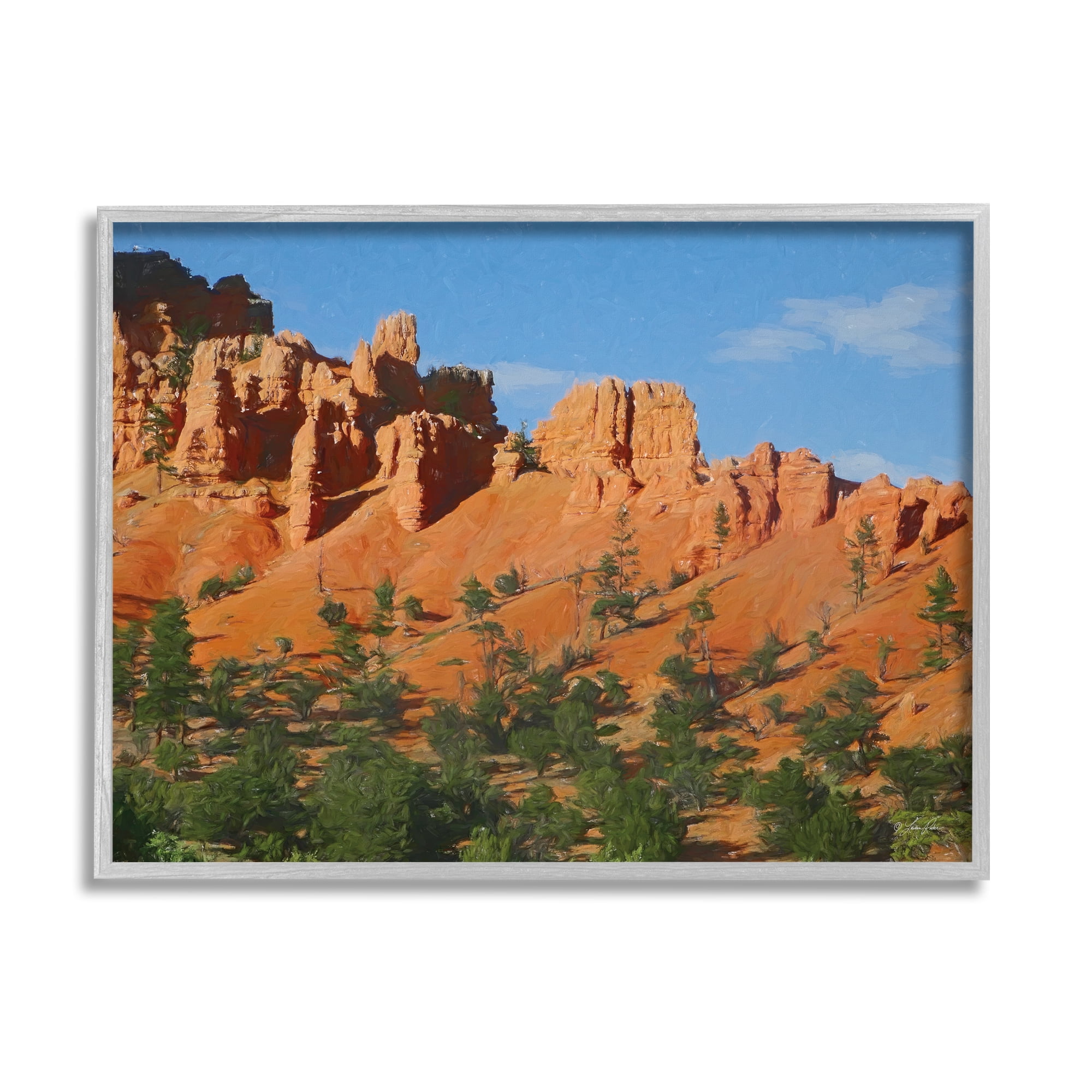Stupell Desert Canyon Valley Slope Landscape Painting Gray Framed Art Print Wall Art