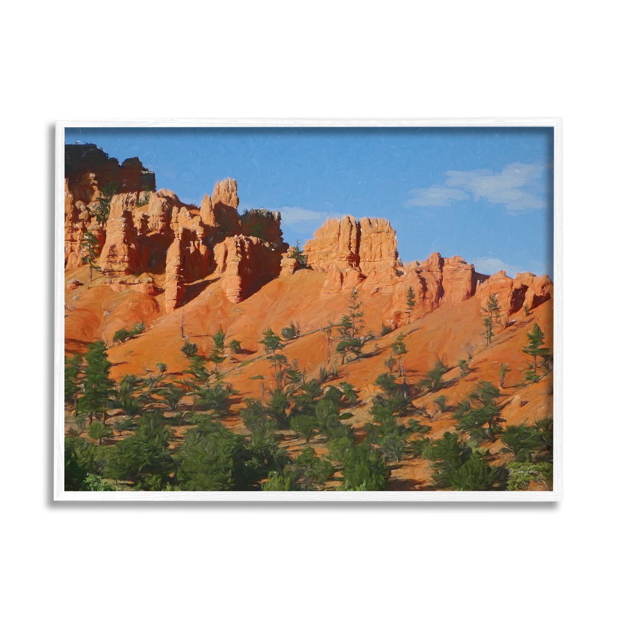 Stupell Desert Canyon Valley Slope Landscape Painting White Framed Art Print Wall Art