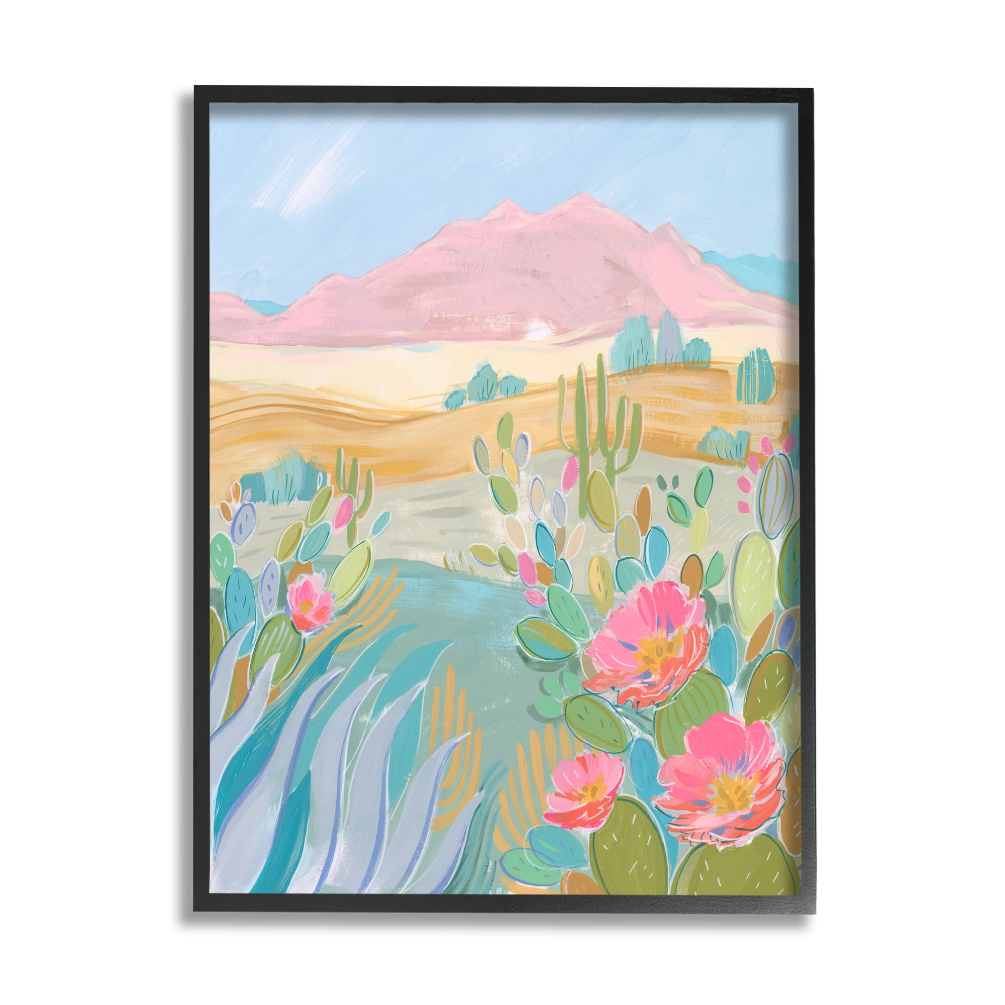 Stupell Desert Canyon Vivid Cacti Plants Landscape Painting Black Framed Art Print Wall Art