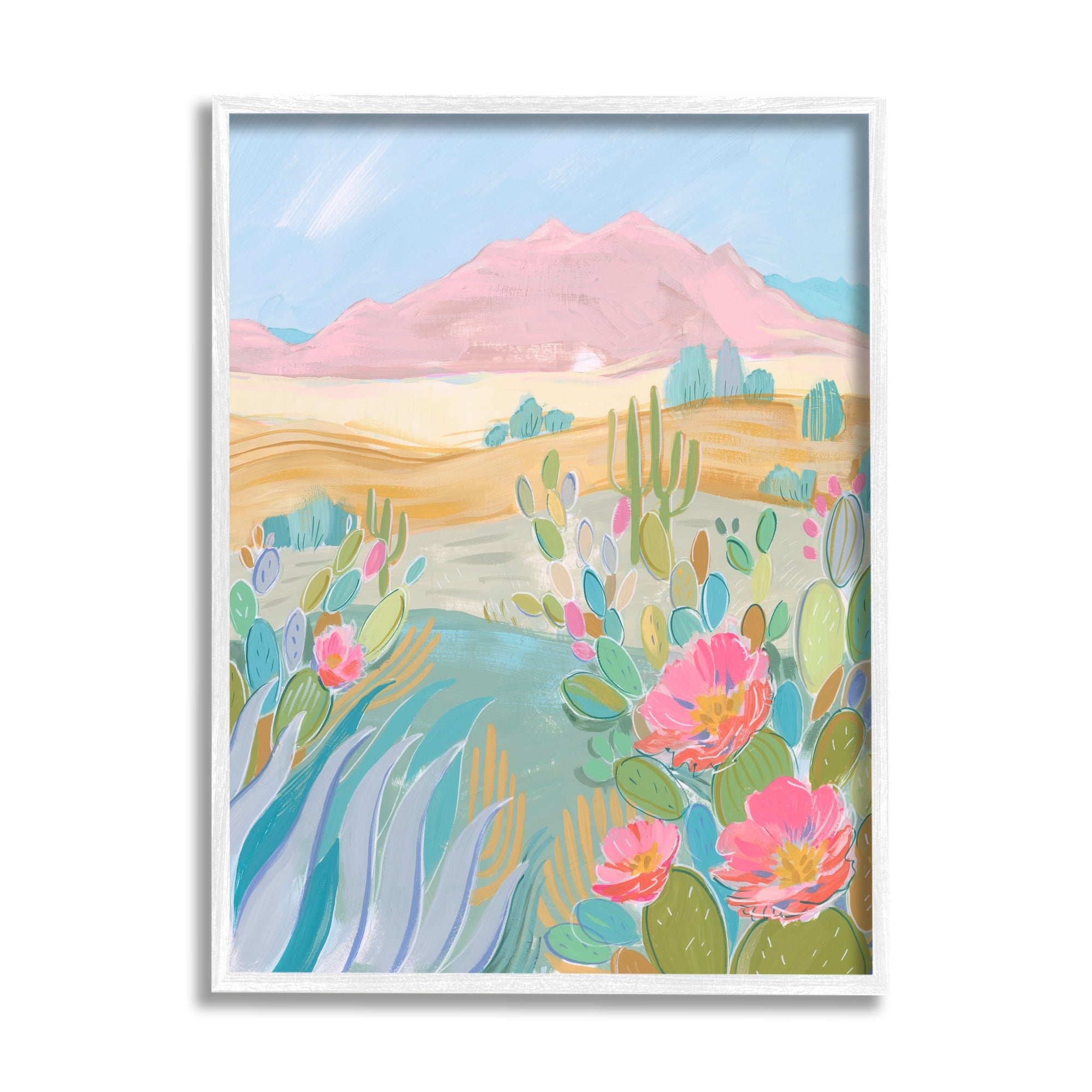 Stupell Desert Canyon Vivid Cacti Plants Landscape Painting White Framed Art Print Wall Art