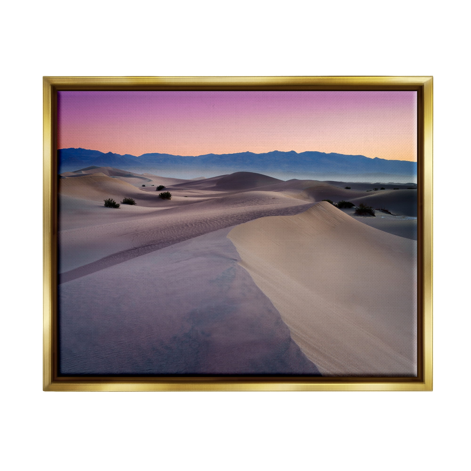 Stupell Desert Dunes Pink Sunrise Landscape Photography Gold Floater Framed Art Print Wall Art