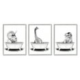 thumbnail image 1 of Stupell Dinosaurs Bathing Bathroom Tub Animals & Insects Painting Gray Framed Art Print Wall Art, Set of 3, 1 of 8