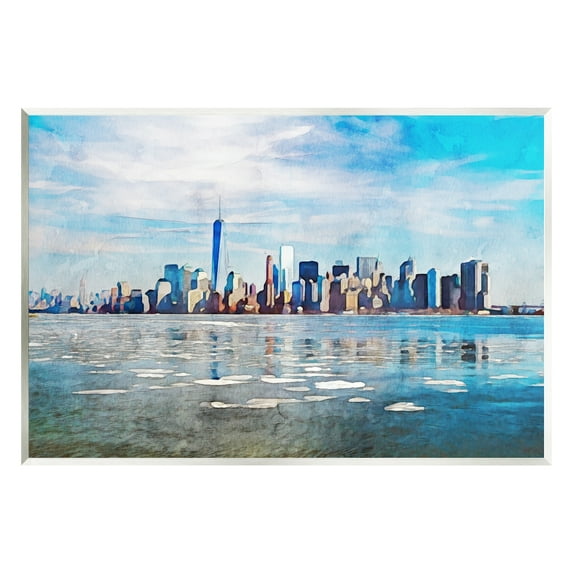 Stupell Distant New York City Skyline Buildings Travel & Places Painting Wall Plaque Unframed Art Print Wall Art