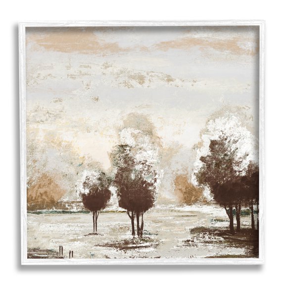 Stupell Distressed Nature Tree Collage Landscape Painting White Framed Art Print Wall Art