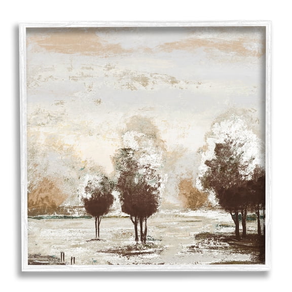 Stupell Distressed Nature Tree Collage Landscape Painting White Framed Art Print Wall Art