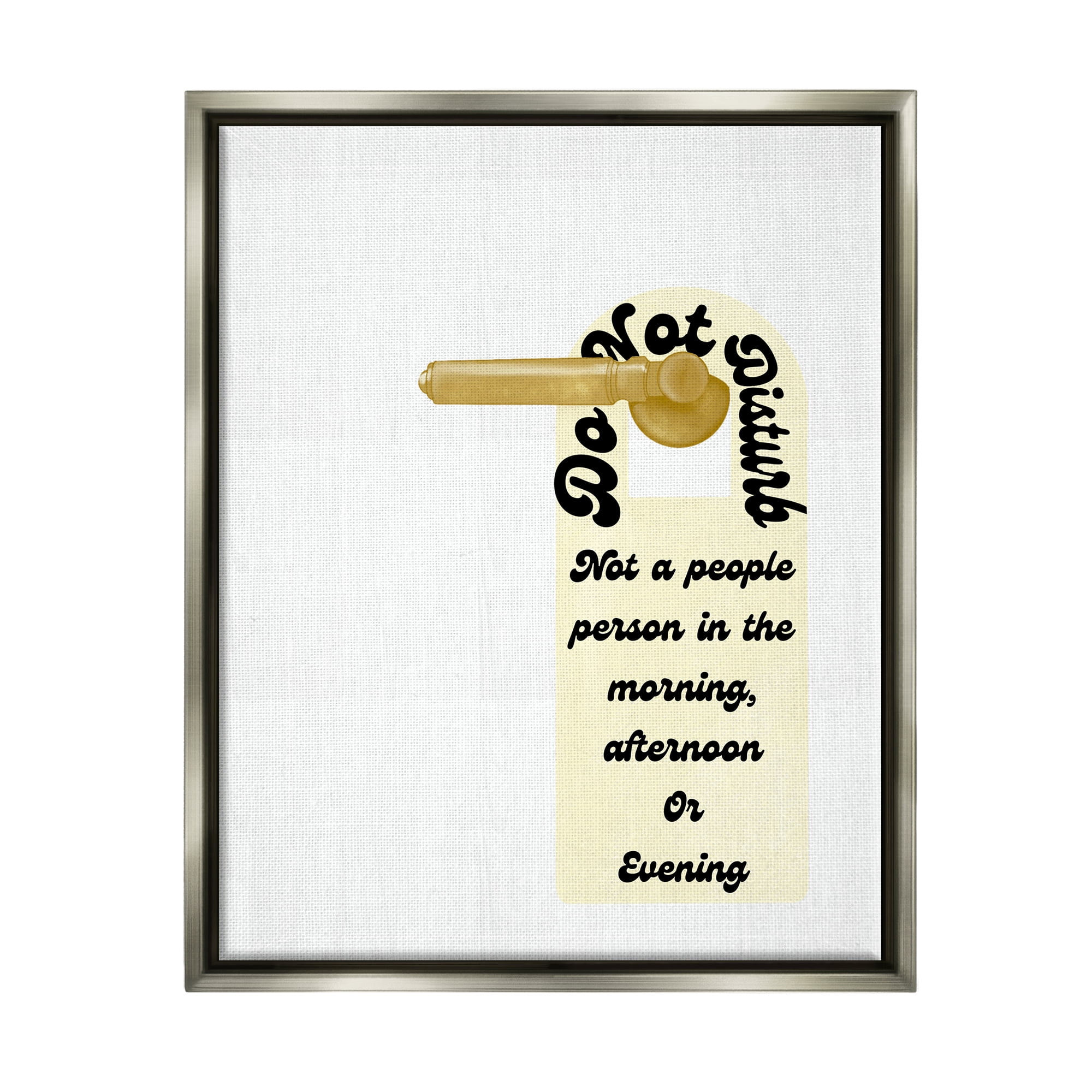 Stupell Do Not Disturb Door Handle Humor Inspirational Painting Gray Floater Framed Art Print Wall Art