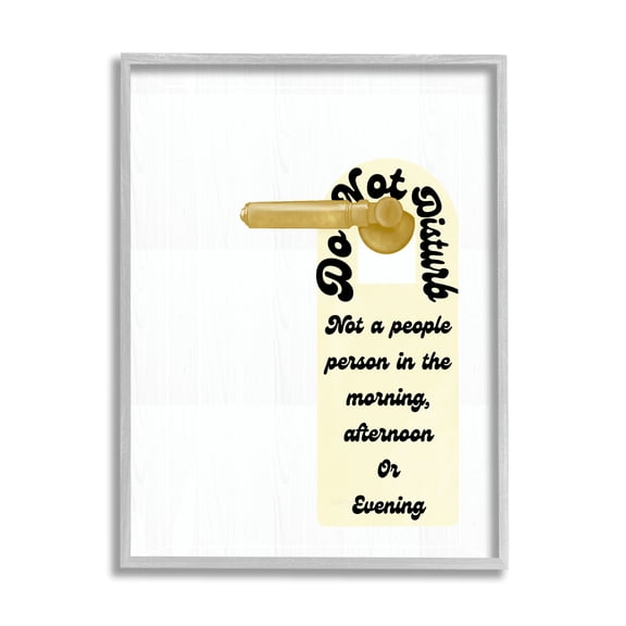Stupell Do Not Disturb Door Handle Humor Inspirational Painting Gray Framed Art Print Wall Art