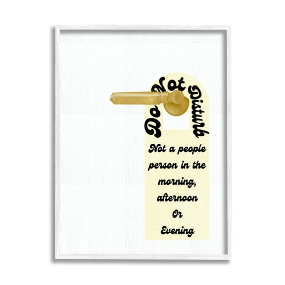 Stupell Do Not Disturb Door Handle Humor Inspirational Painting White Framed Art Print Wall Art