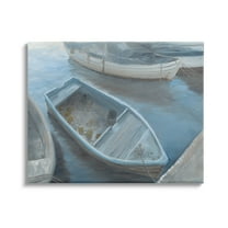 Stupell Docked Dinghy Boat Coastal Pier Landscape Painting Gallery Wrapped Canvas Print Wall Art
