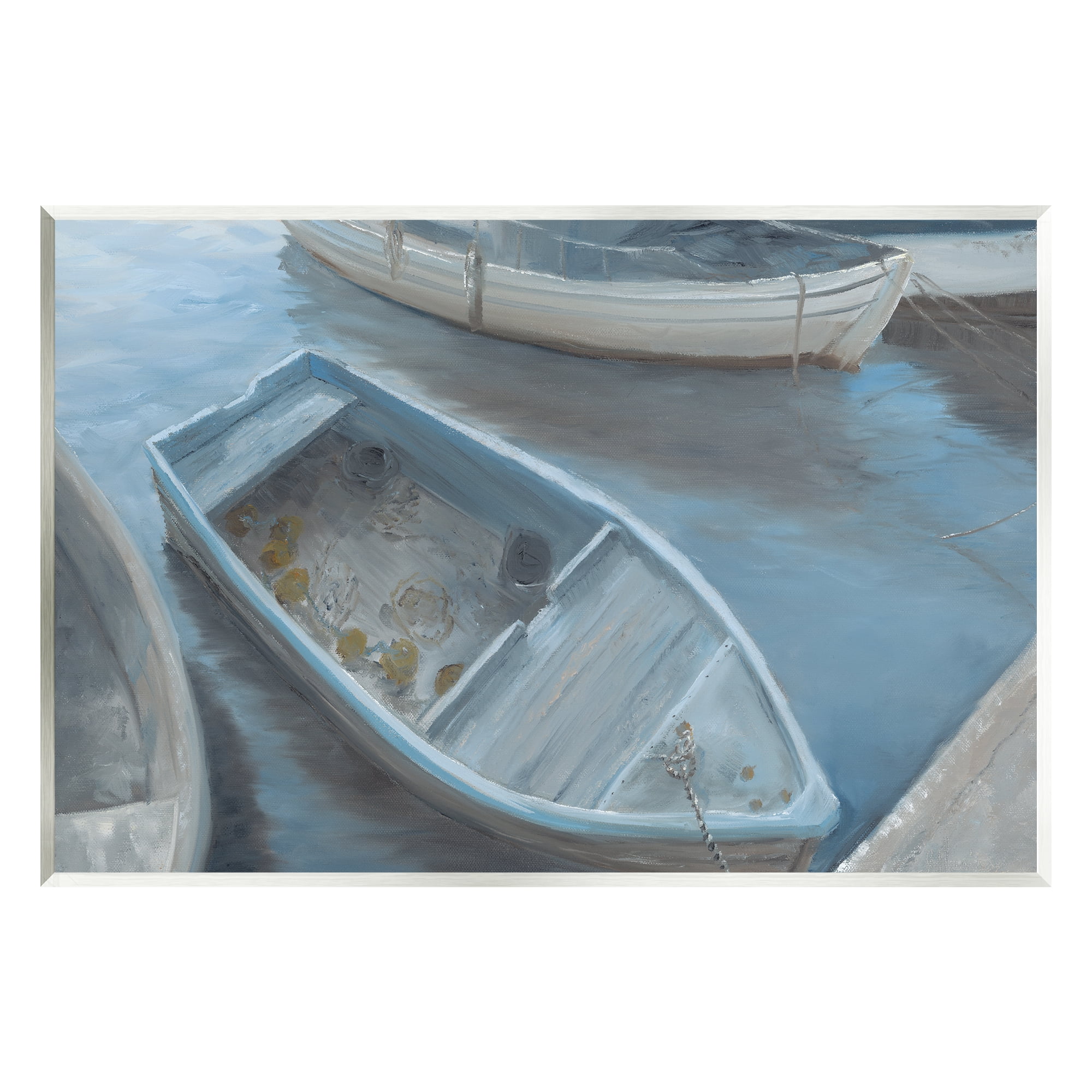Stupell Docked Dinghy Boat Coastal Pier Landscape Painting Wall Plaque Unframed Art Print Wall Art
