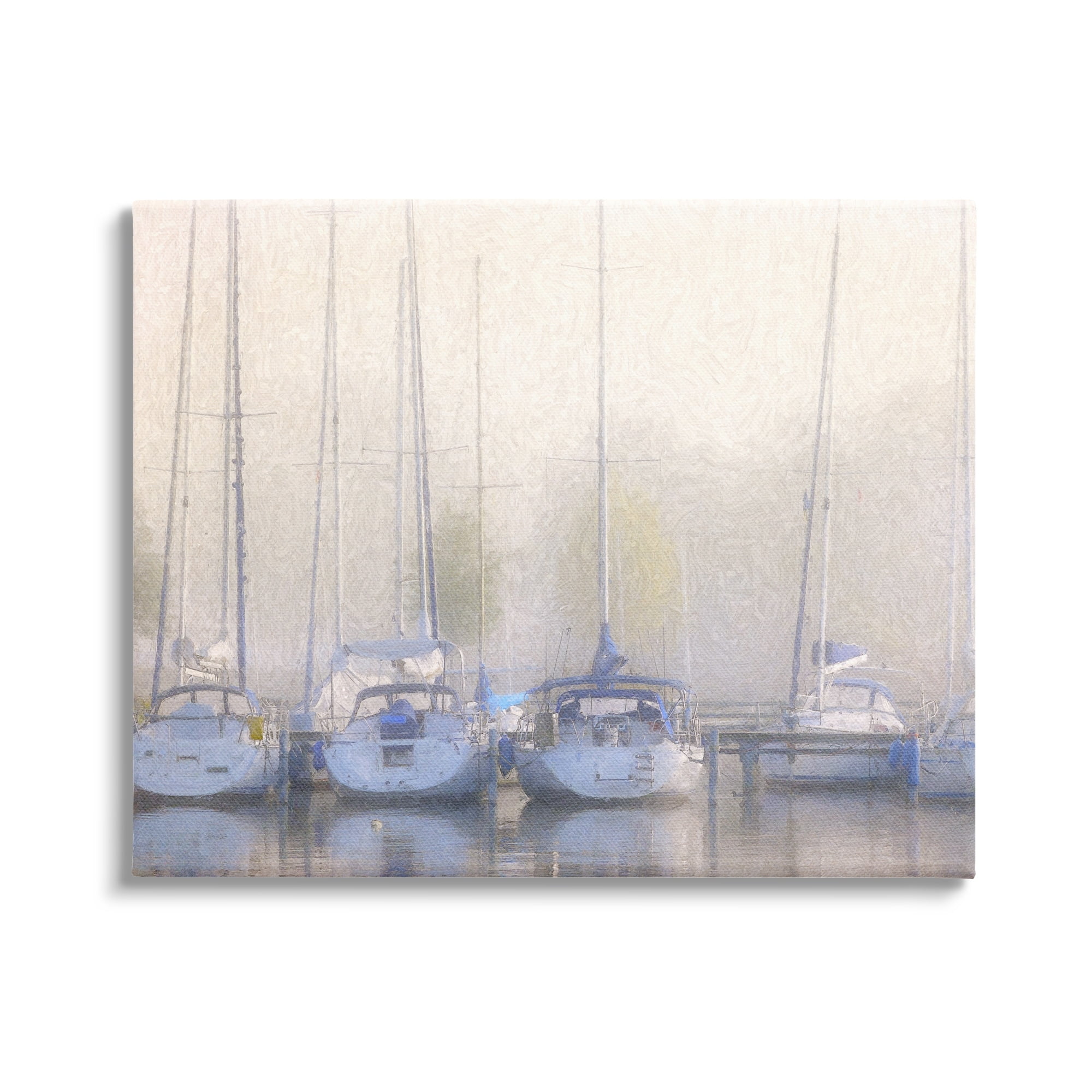 Stupell Docked Sailboats Harbor Reflection Landscape Painting Gallery Wrapped Canvas Print Wall Art