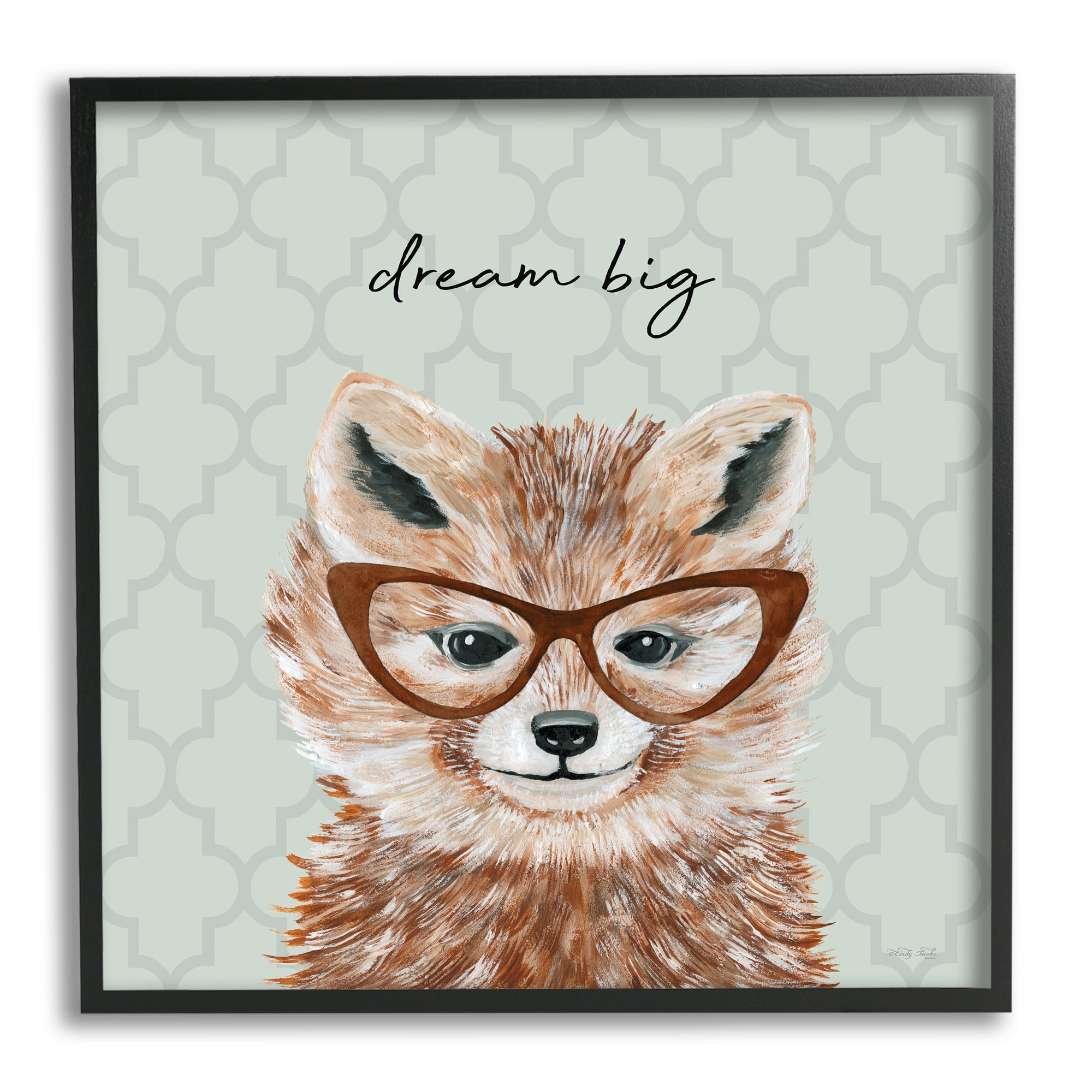 Stupell Dream Big Happy Fox Patterned Animals & Insects Painting Black Framed Art Print Wall Art
