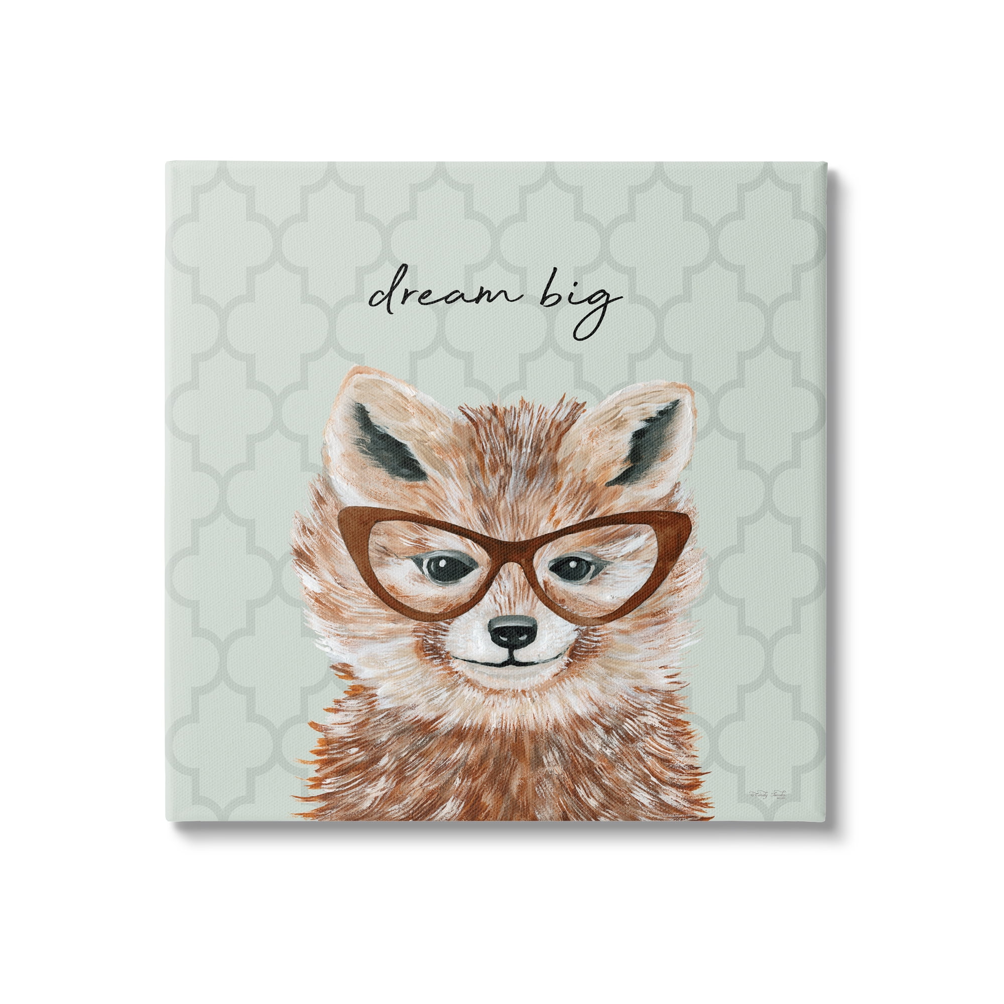 Stupell Dream Big Happy Fox Patterned Animals & Insects Painting Gallery Wrapped Canvas Print Wall Art