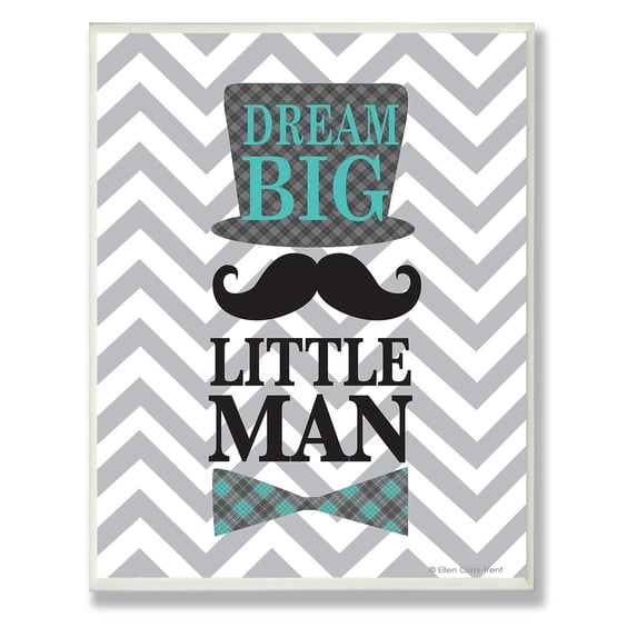 Stupell Dream Big, Little Man On Grey Chevron Wall Art