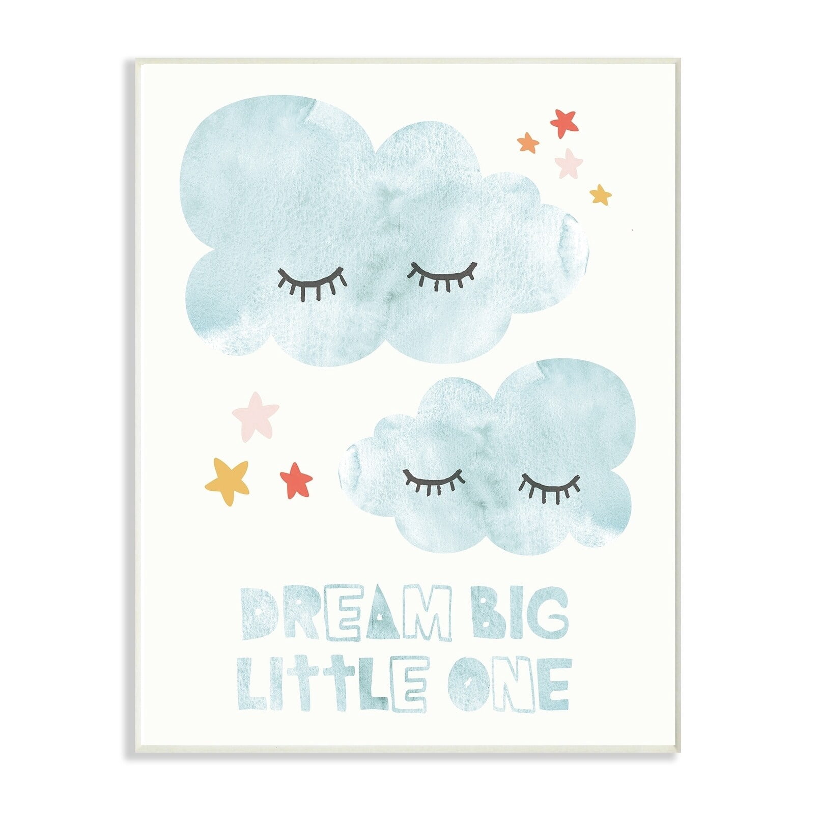 Stupell  Dream Big Little One Mod Blue Clouds Wall Plaque Art, 10 x 15, Proudly Made in USA 10 x 15