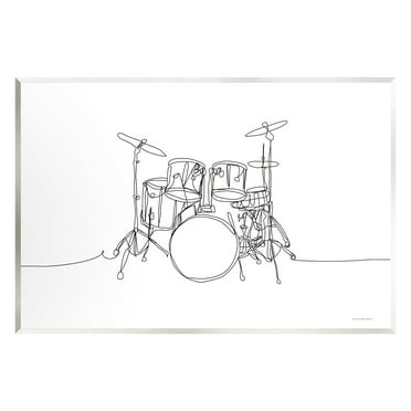 Stupell Drum Kit Musician Line Doodle Beauty & Fashion Painting Wall Plaque Unframed Art Print Wall Art