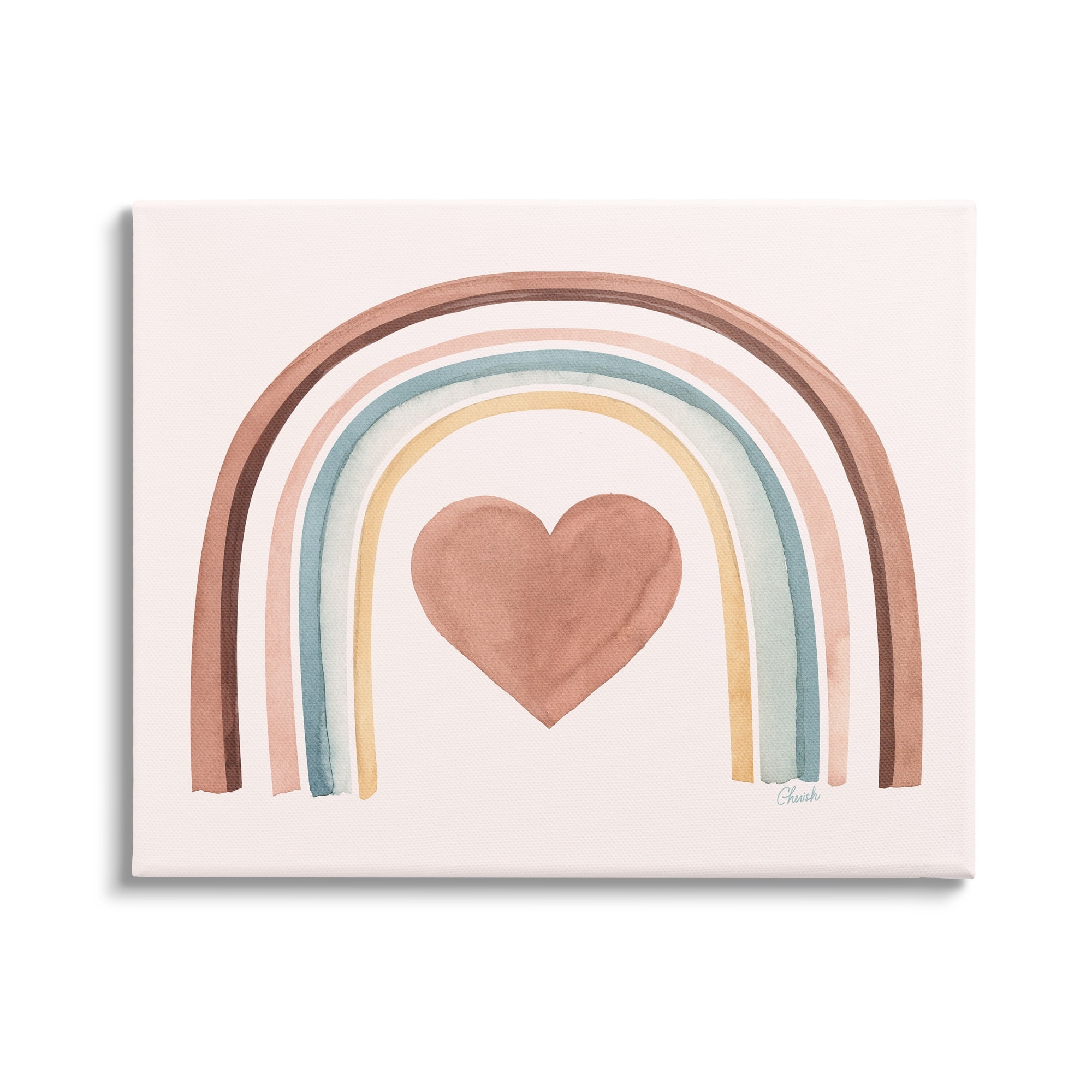 Stupell Earth Toned Rainbow Arch Heart Landscape Painting Gallery Wrapped Canvas Print Wall Art