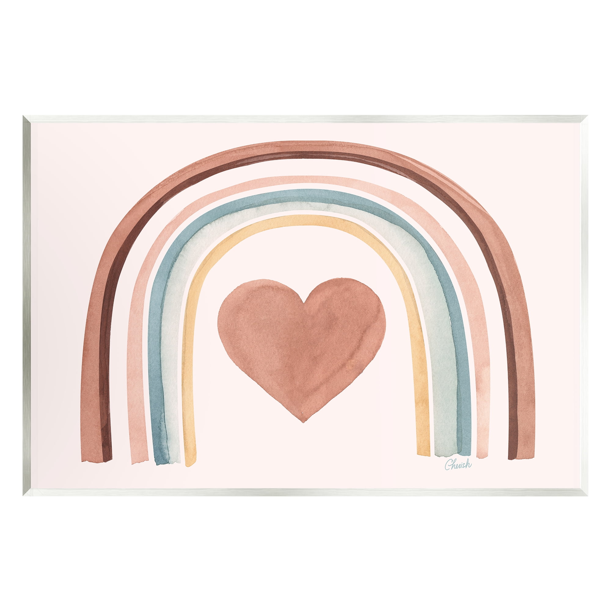 Stupell Earth Toned Rainbow Arch Heart Landscape Painting Wall Plaque Unframed Art Print Wall Art