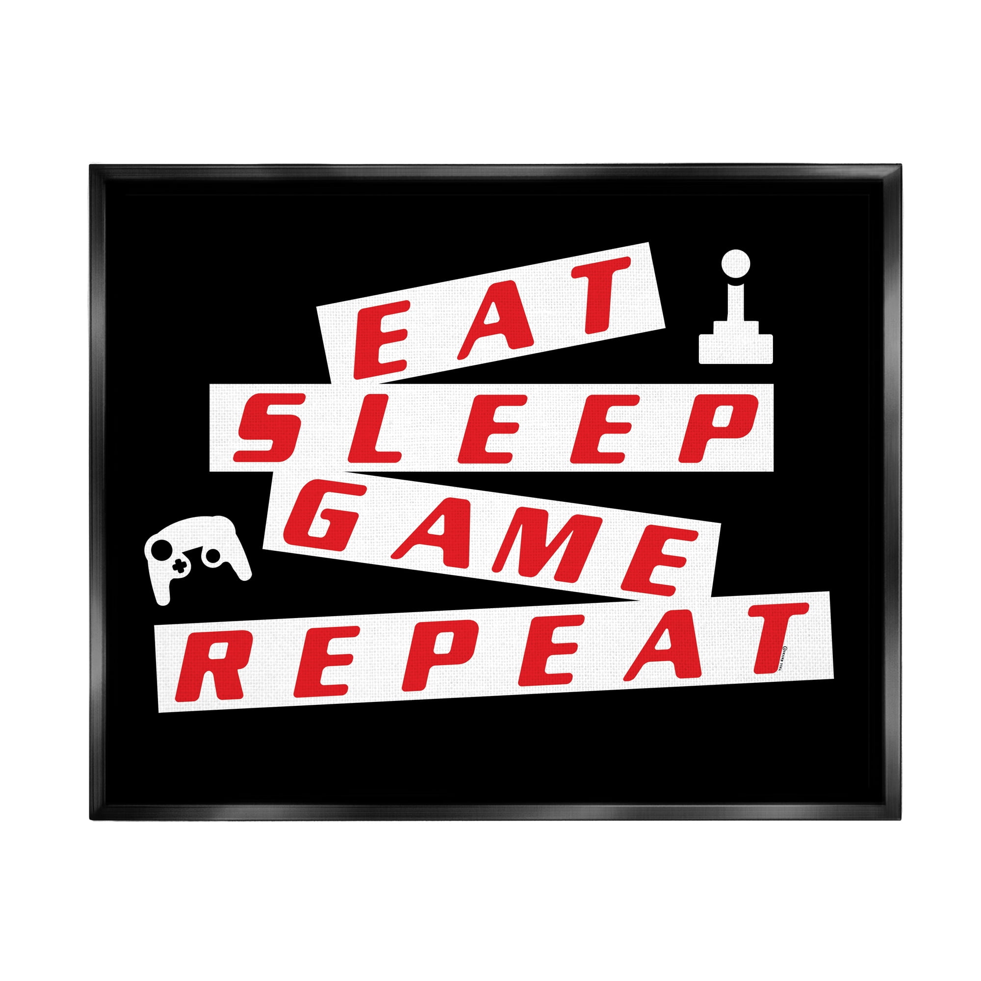 Stupell Eat Sleep Game Repeat Black Red Beauty & Fashion Painting Black Floater Framed Art Print Wall Art