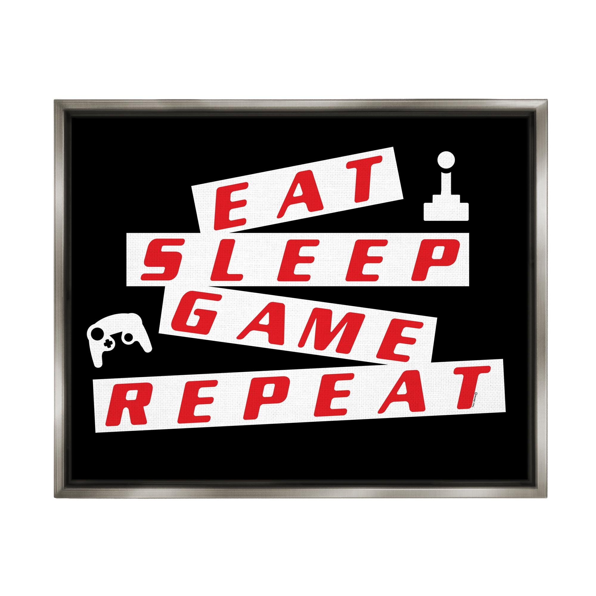 Stupell Eat Sleep Game Repeat Black Red Beauty & Fashion Painting Gray Floater Framed Art Print Wall Art