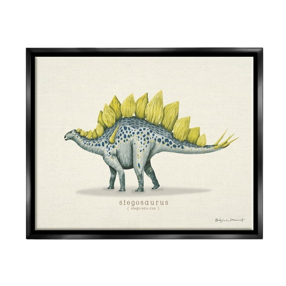 Stupell Educational Stegosaurus Dinosaur Animals & Insects Painting Black Floater Framed Art Print Wall Art