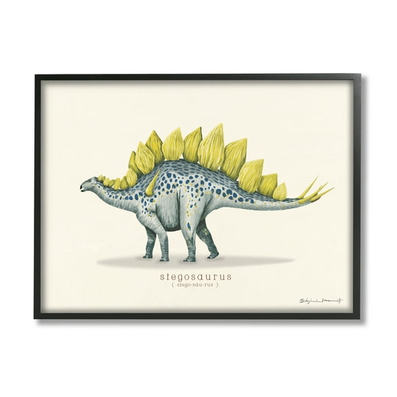 Stupell Educational Stegosaurus Dinosaur Animals & Insects Painting Black Framed Art Print Wall Art