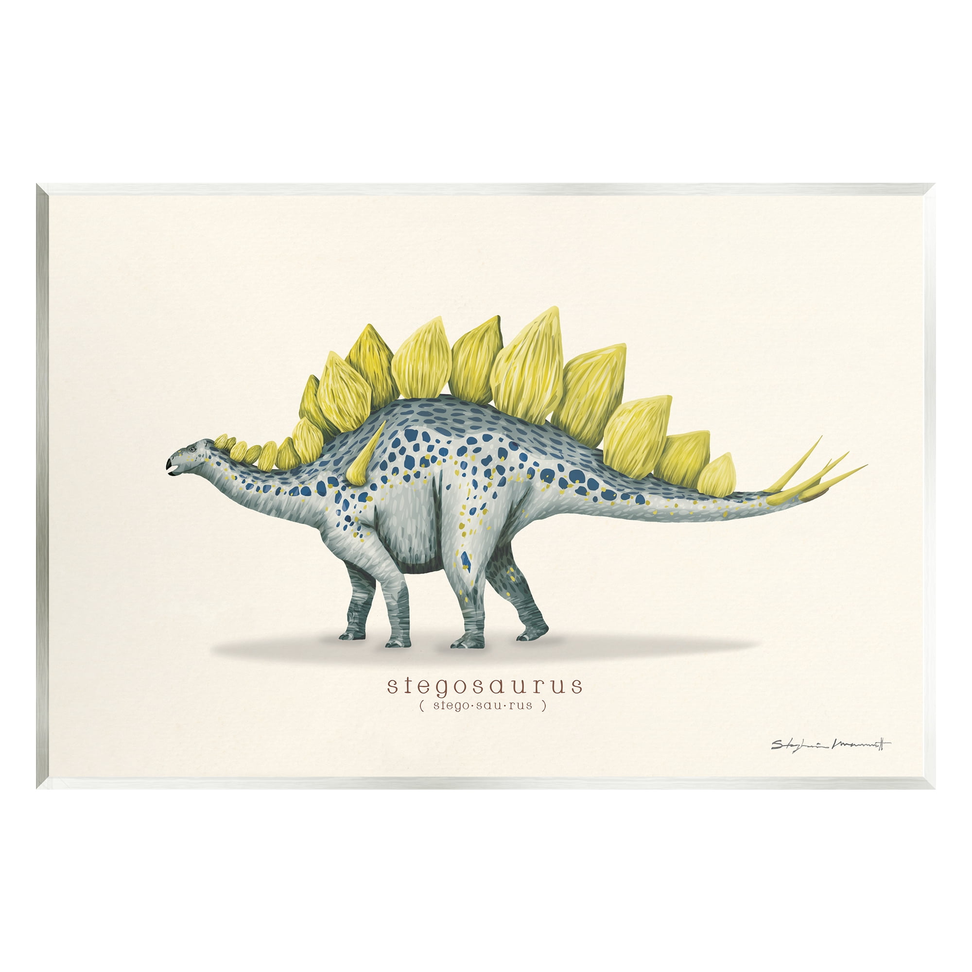 Stupell Educational Stegosaurus Dinosaur Animals & Insects Painting Wall Plaque Unframed Art Print Wall Art