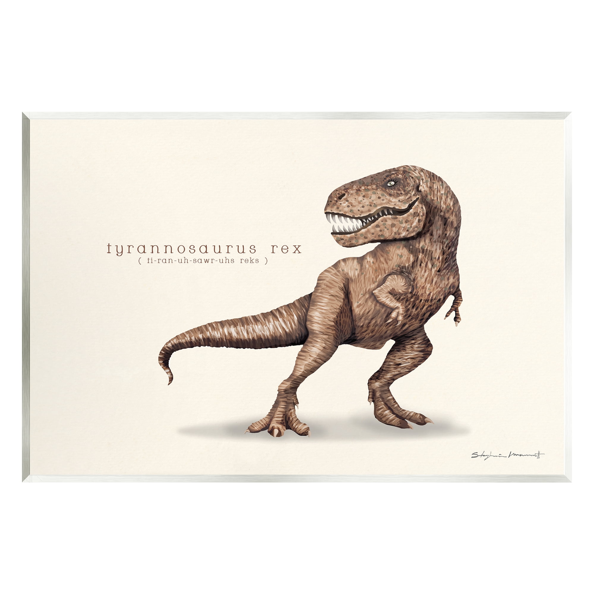 Stupell Educational T-Rex Dinosaur Animals & Insects Painting Wall Plaque Unframed Art Print Wall Art