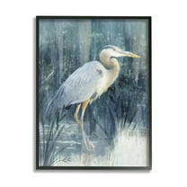 Stupell Egret River Reeds Nature Grasses Animals & Insects Painting Black Framed Art Print Wall Art