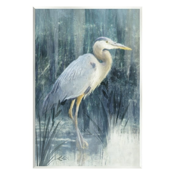 Stupell Egret River Reeds Nature Grasses Animals & Insects Painting Wall Plaque Unframed Art Print Wall Art