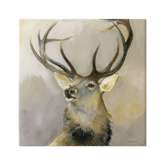 Stupell Elk Forest Wildlife Portrait Animals & Insects Painting Gallery Wrapped Canvas Print Wall Art