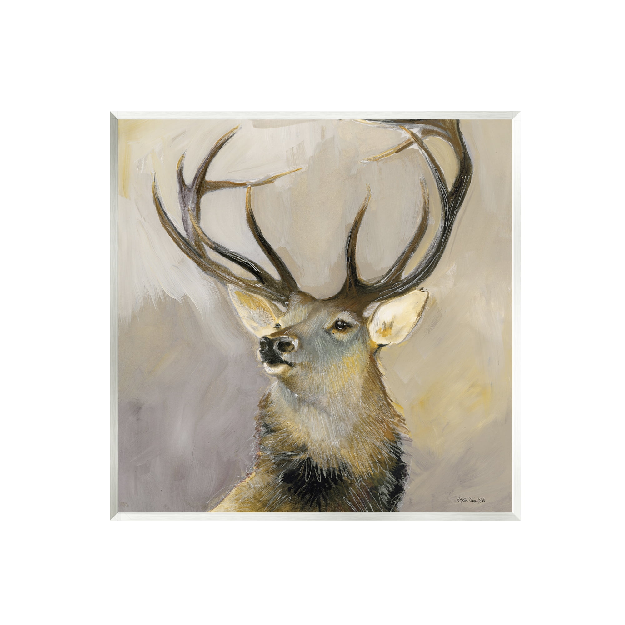Stupell Elk Forest Wildlife Portrait Animals & Insects Painting Wall Plaque Unframed Art Print Wall Art