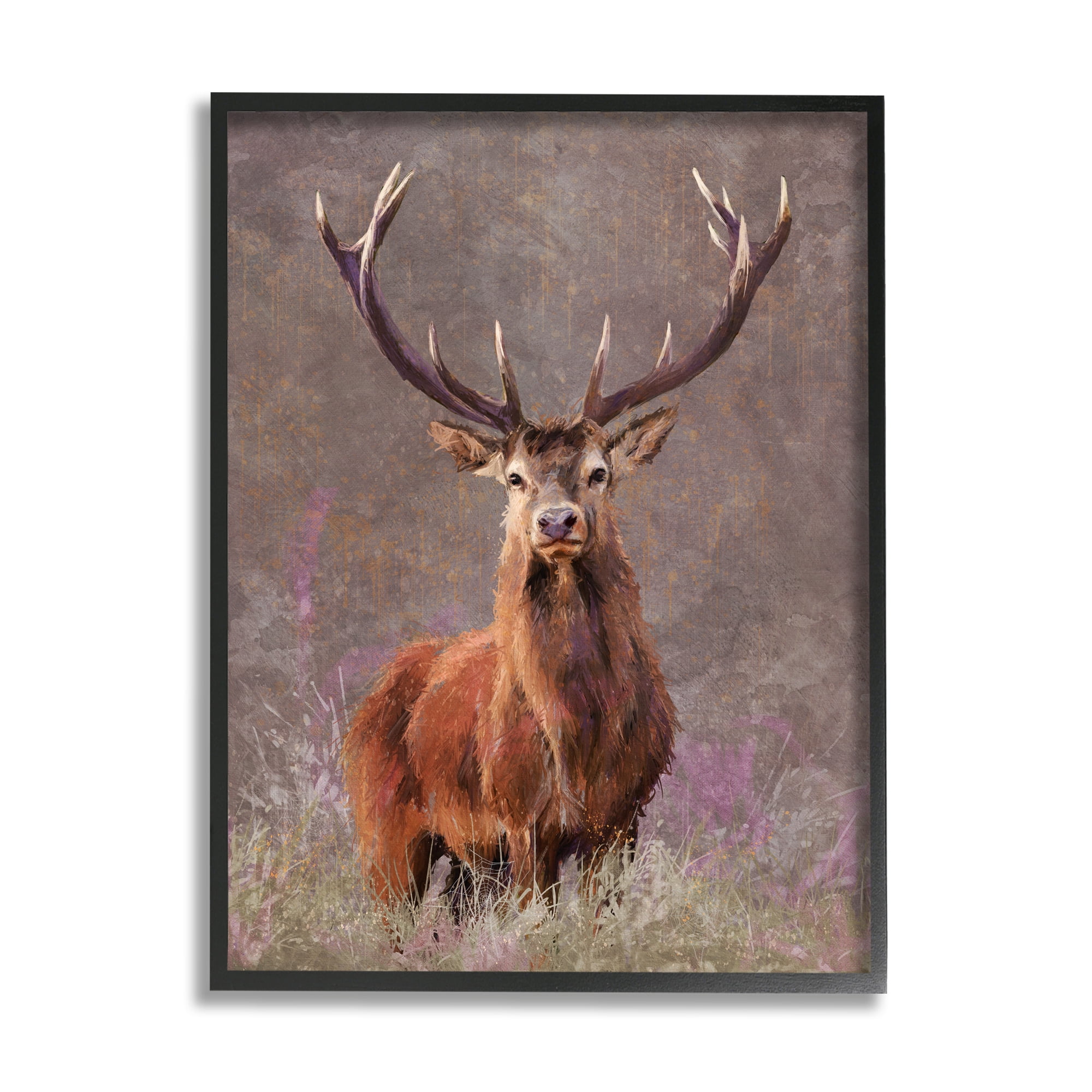 Stupell Elk Portrait Forest Grove Animals & Insects Painting Black Framed Art Print Wall Art