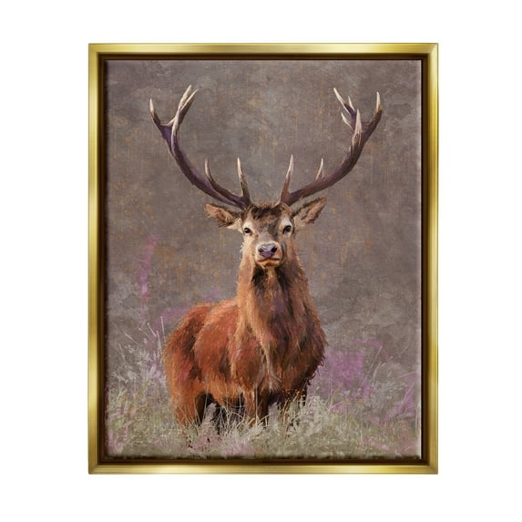 Stupell Elk Portrait Forest Grove Animals & Insects Painting Gold Floater Framed Art Print Wall Art